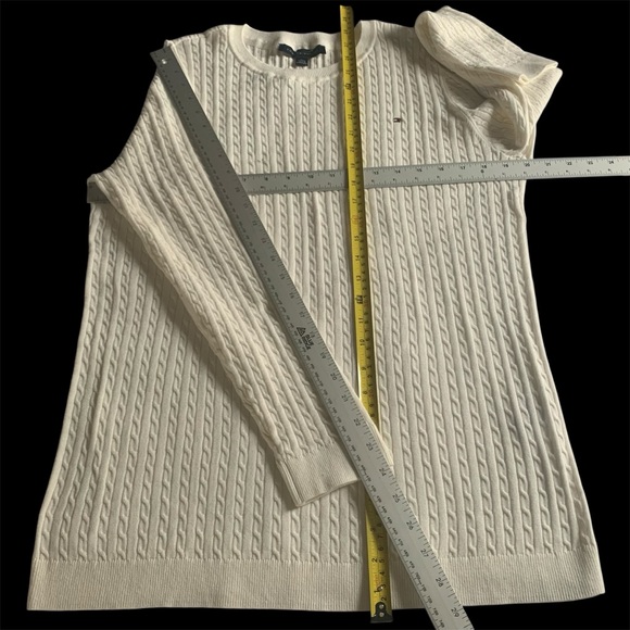Tommy Hilfiger Cable Knit Crewneck Sweater Coastal Tennis Classic Golf Ivory XL - Picture 10 of 11